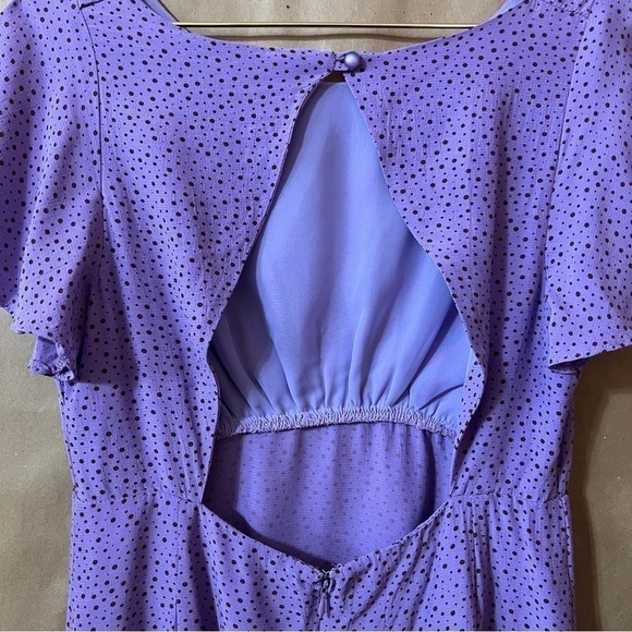 Free People | Tootsie Mini Dress Empire Waist Flutter Sleeve Purple Size 2 - Picture 11 of 13